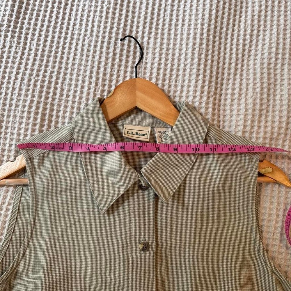 Vintage L.L. Bean 100% Linen Sleeveless Shirt Dress Midi Sage Green - Picture 5 of 6